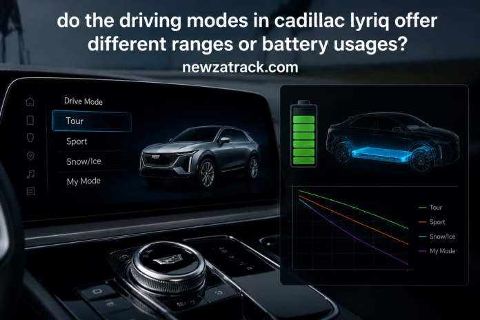Do the Driving Modes in Cadillac Lyriq Offer Different Ranges or Battery Usages?